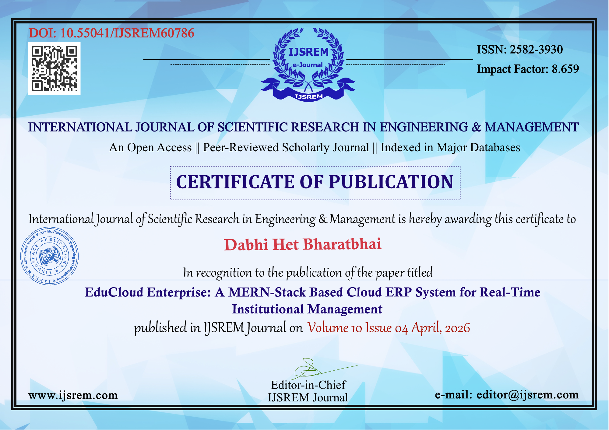 Certificate of Publication