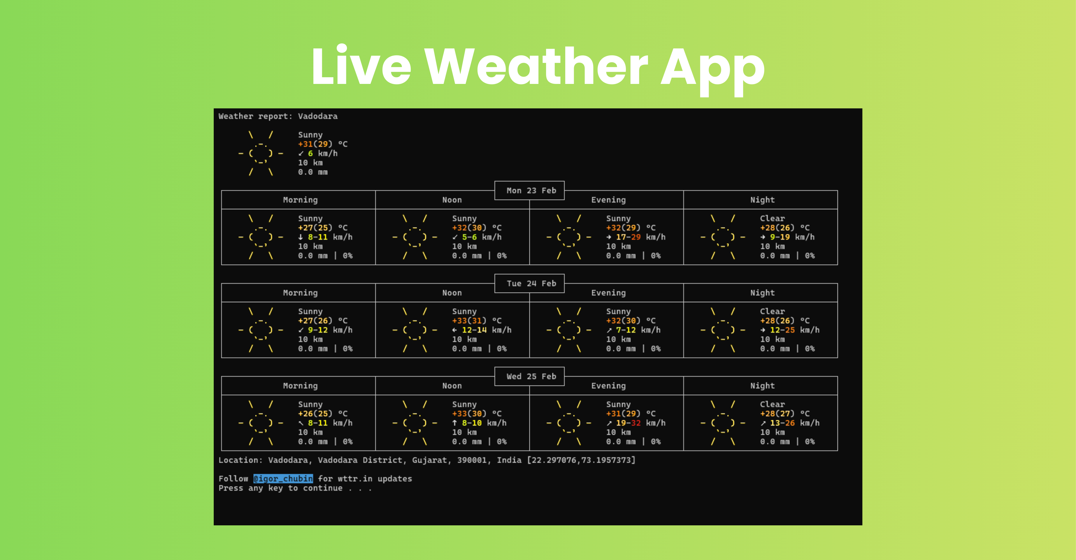 Interactive Live Weather App